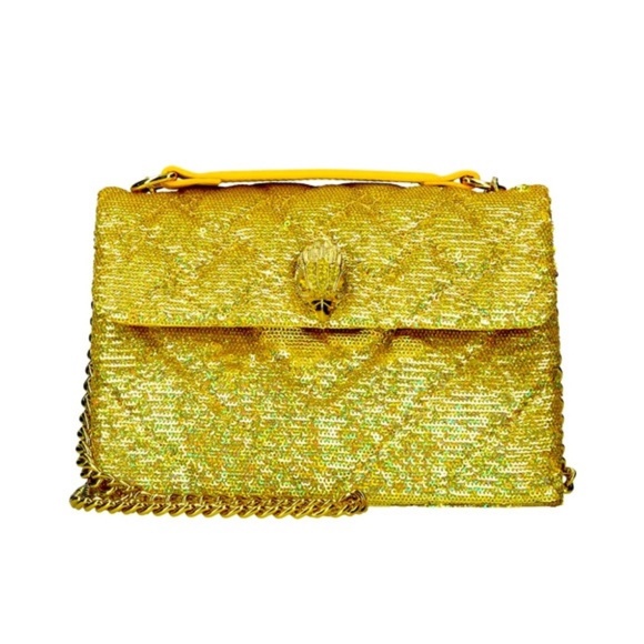 NEW Kurt Geiger Sequins Medium Kensington Bag Yellow - Picture 2 of 15